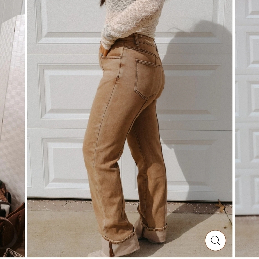 NWT Two Stay Fly Brown Straight-Leg Jeans_ Med - Picture 8 of 10